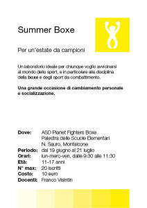 Summer Boxe2017 - Scheda Info